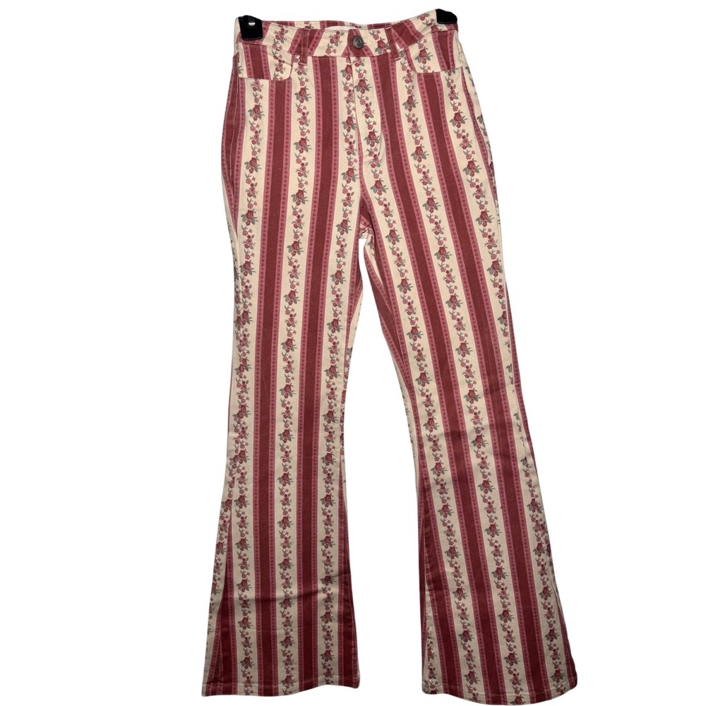 Altar State Womens XXS Flared Pants Floral Stripe High Rise - Picture 3 of 11